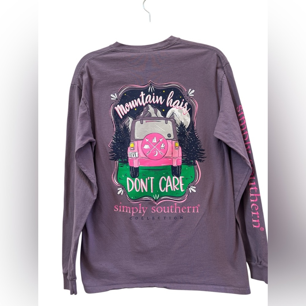 Simply Southern Coastal Cowgirl Mountain Hair Don’t Care Tee Medium